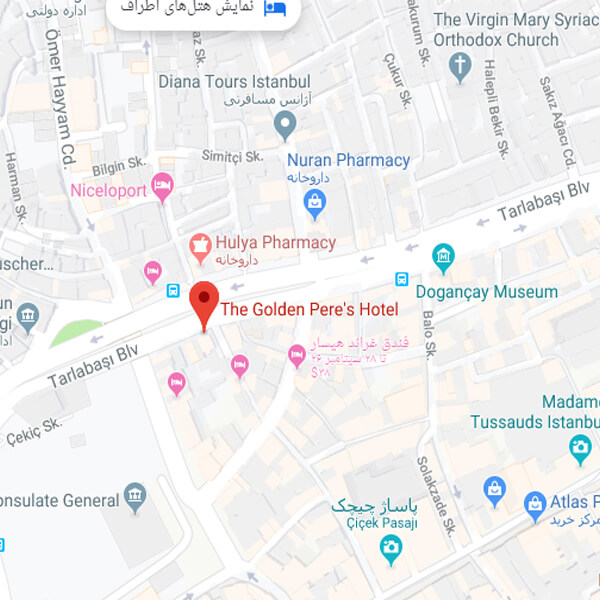 نقشه هتل گلدن پراز استانبول