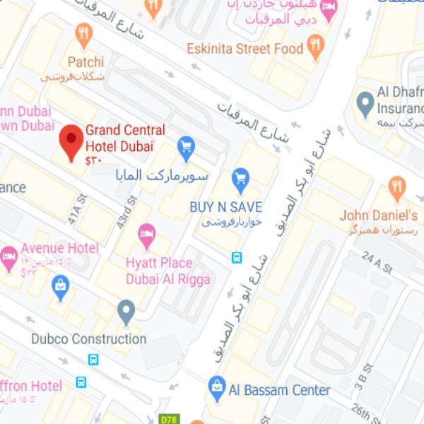 نقشه هتل گرند سنترال دبی
