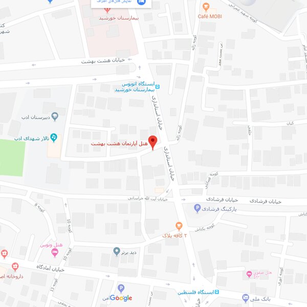 نقشه هتل آپارتمان هشت بهشت اصفهان