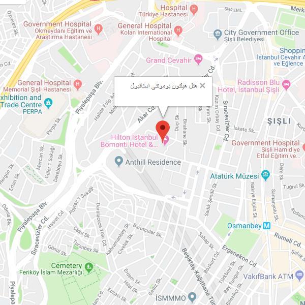 تصویر نقشه هتل هیلتون بومونتی استانبول