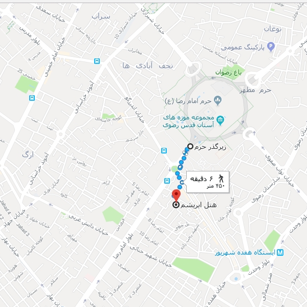 نقشه هتل ابریشم  مشهد