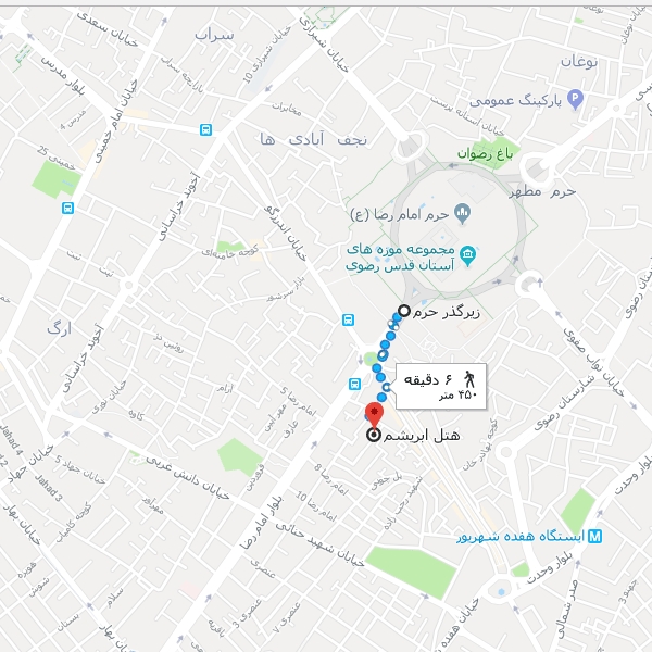 نقشه هتل ابریشم مشهد