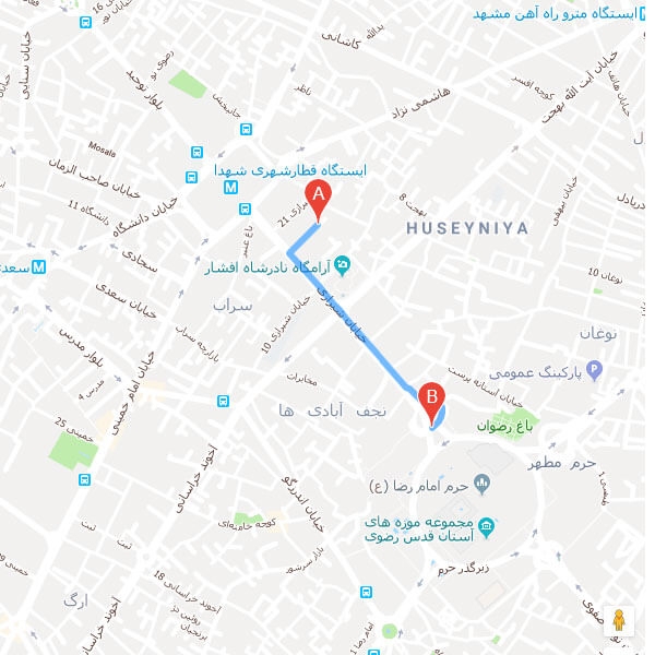 تصویر نقشه هتل آفاق مشهد