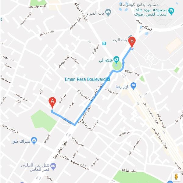 نقشه هتل الماس نوین مشهد