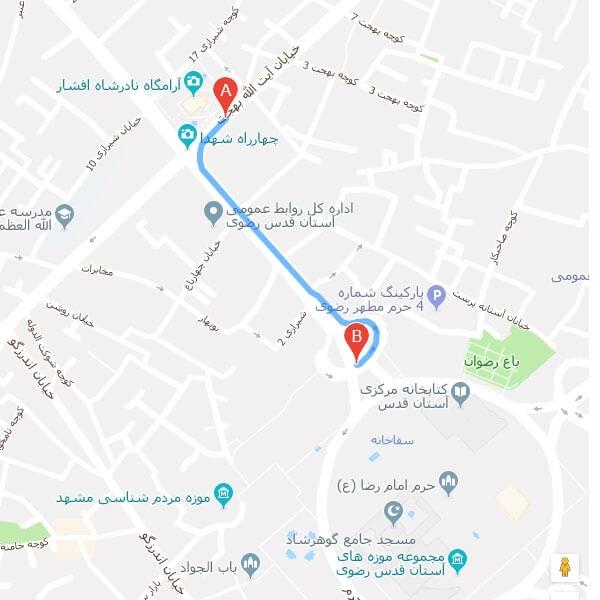 نقشه هتل امیر مشهد