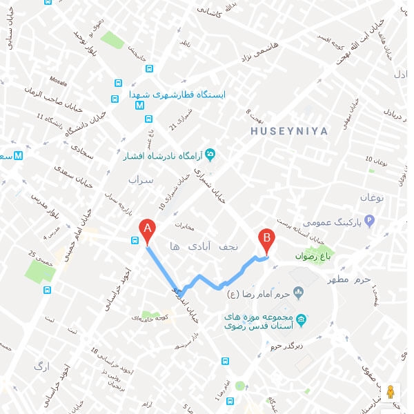 نقشه هتل آپادانا مشهد