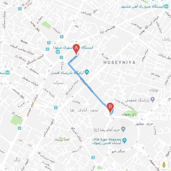 نقشه هتل آپارتمان آلتون مشهد