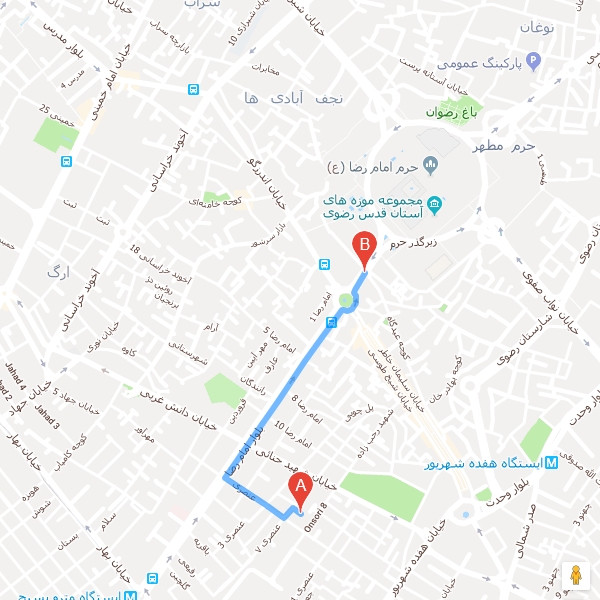 نقشه هتل آپارتمان ارمغان مشهد