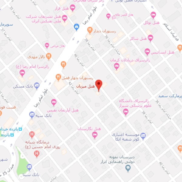 تصویر نقشه هتل آپارتمان میزبان مشهد