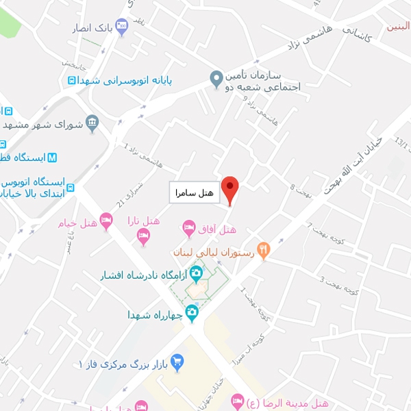 تصویر نقشه هتل آپارتمان سامرا مشهد