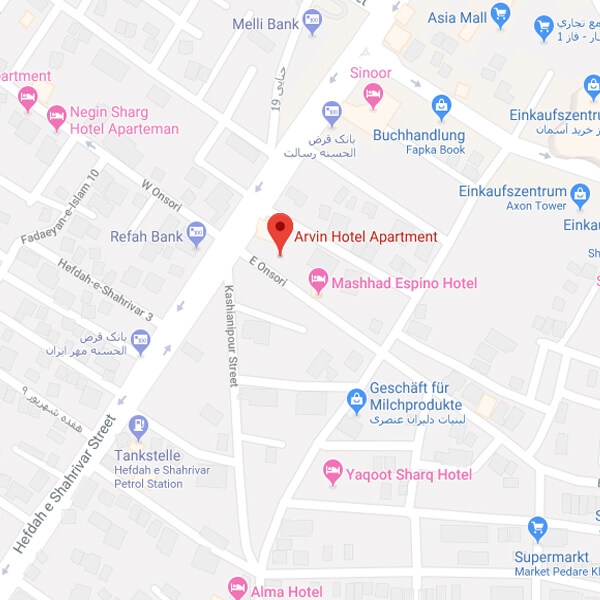 تصویر نقشه هتل آپارتمان آروین مشهد