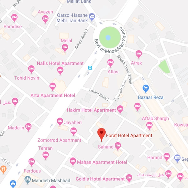 نقشه هتل آپارتمان فرات مشهد
