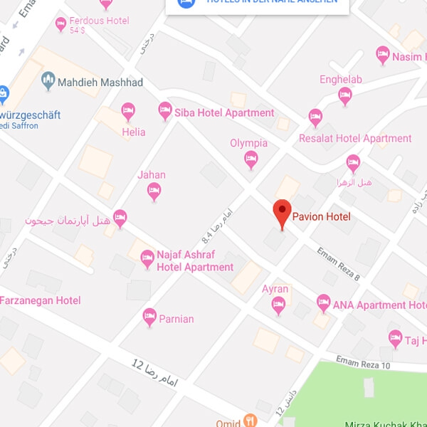 نقشه هتل آپارتمان پاویون مشهد