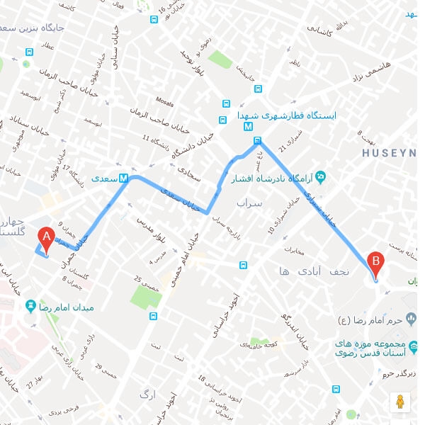 تصویر نقشه هتل آرامیس مشهد