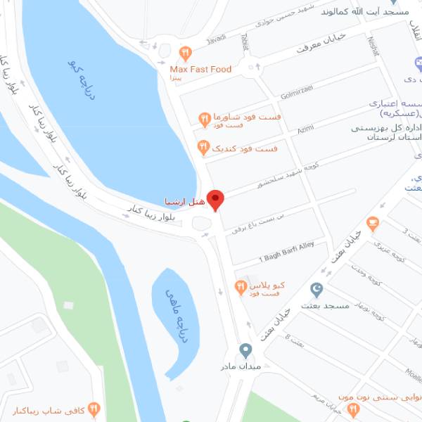نقشه هتل ارشیا خرم آباد