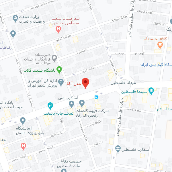 نقشه هتل آتانا تهران