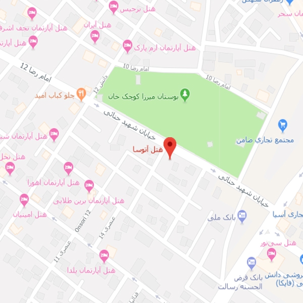 نقشه هتل آتوسا مشهد