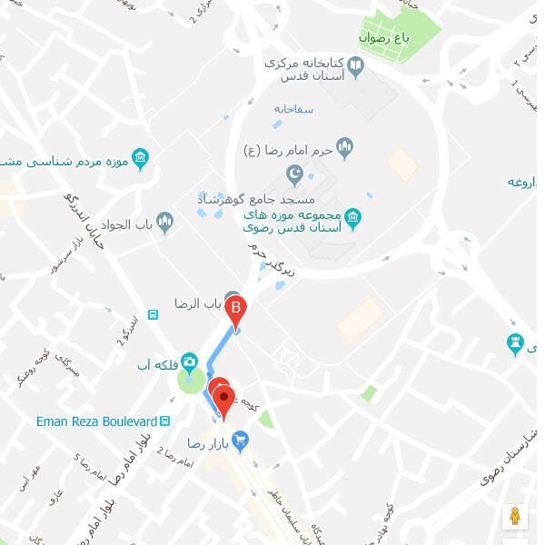 نقشه هتل اترک مشهد