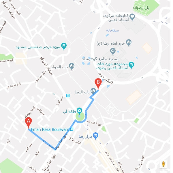 نقشه هتل آوازه مشهد