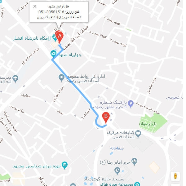تصویر نقشه هتل آزادی مشهد