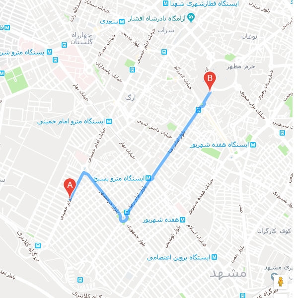 تصویر نقشه هتل بهارستان مشهد