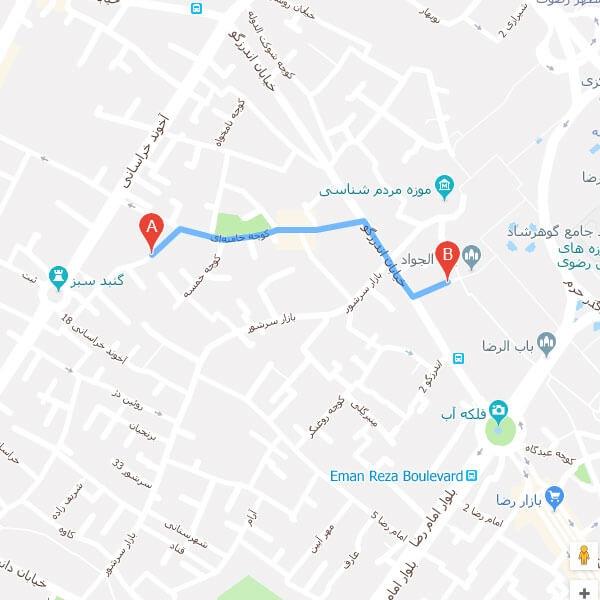 تصویر نقشه هتل بسطامی مشهد