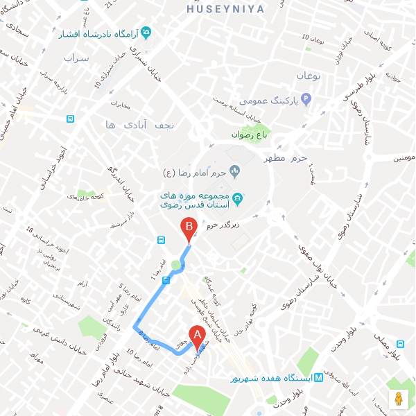 نقشه هتل آپارتمان افتخار مشهد