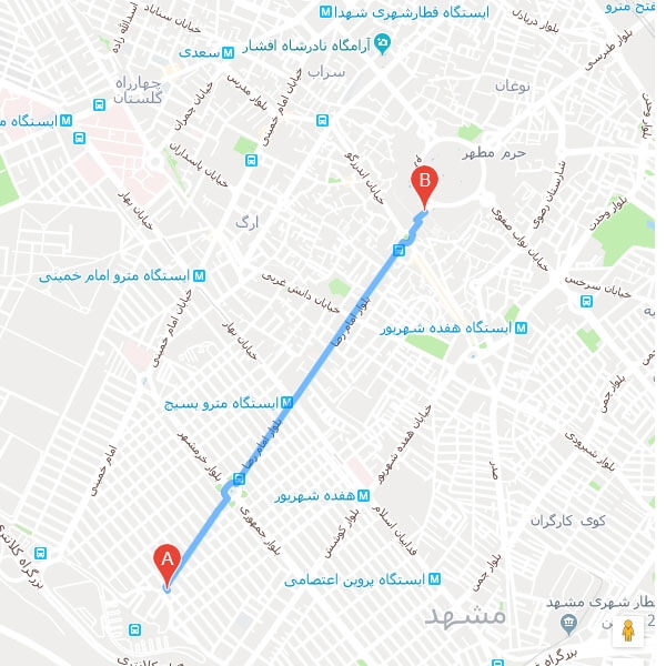تصویر نقشه هتل ارم مشهد