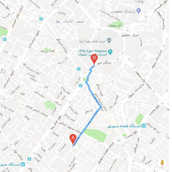 نقشه هتل فجر مشهد
