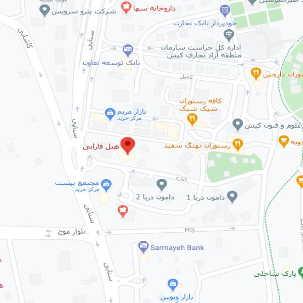 نقشه هتل فارابی کیش