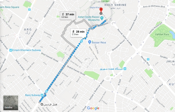 تصویر نقشه هتل فردیس مشهد