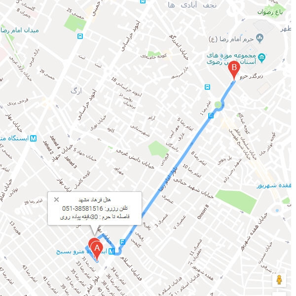 تصویر نقشه هتل آپارتمان فرهاد مشهد