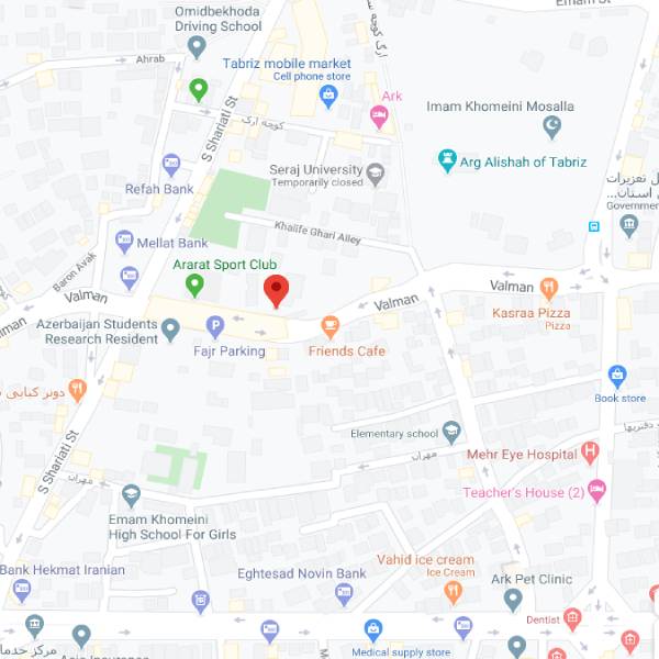 نقشه هتل فرید تبریز