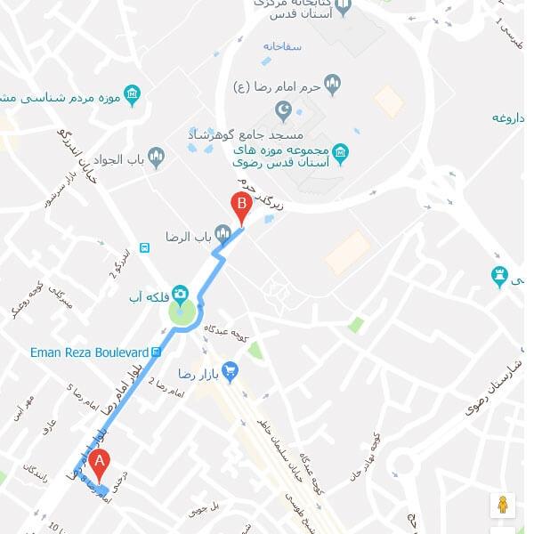 تصویر نقشه هتل فردوس مشهد
