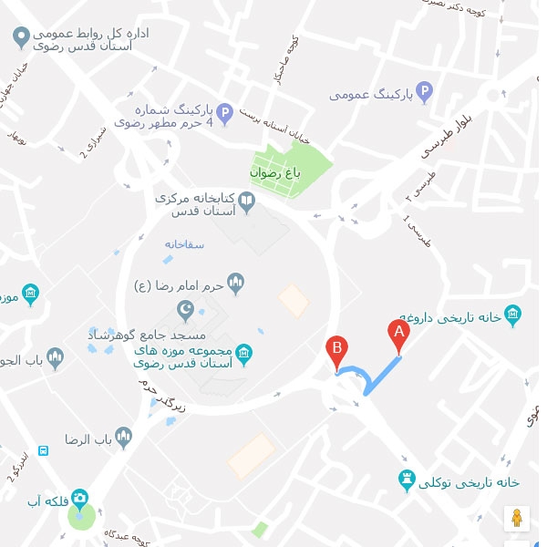 نقشه هتل قصر الضیافه مشهد