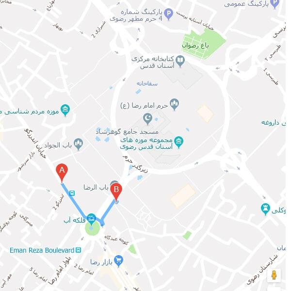 تصویر نقشه هتل قدس مشهد