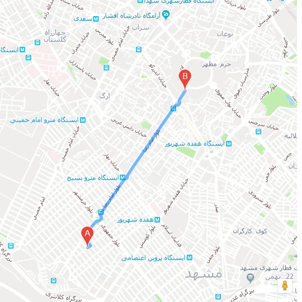 تصویر نقشه هتل گل گندم مشهد