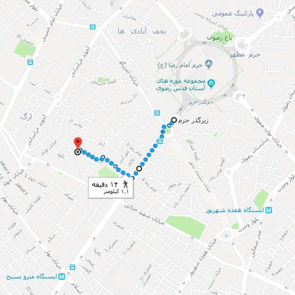 نقشه هتل هاترا مشهد