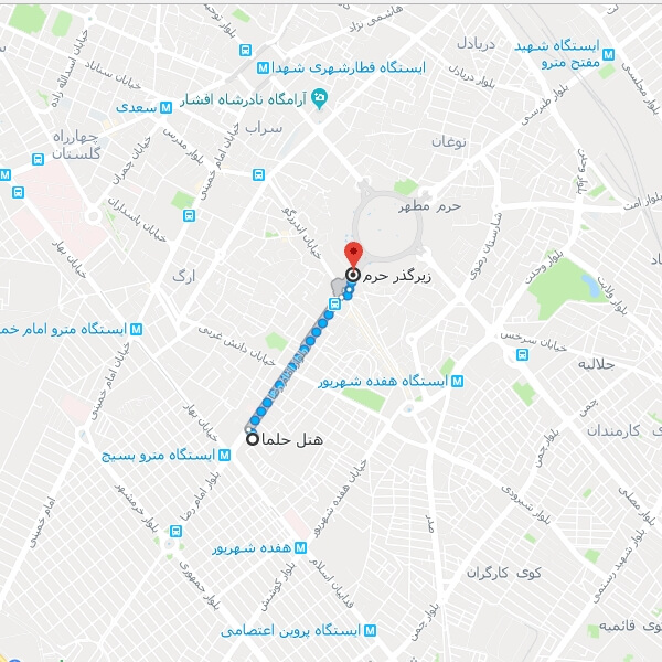 تصویر نقشه هتل حلما مشهد