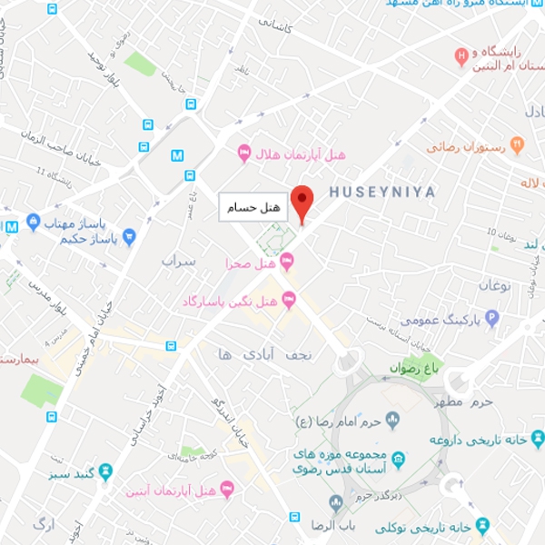 تصویر نقشه هتل حسام مشهد