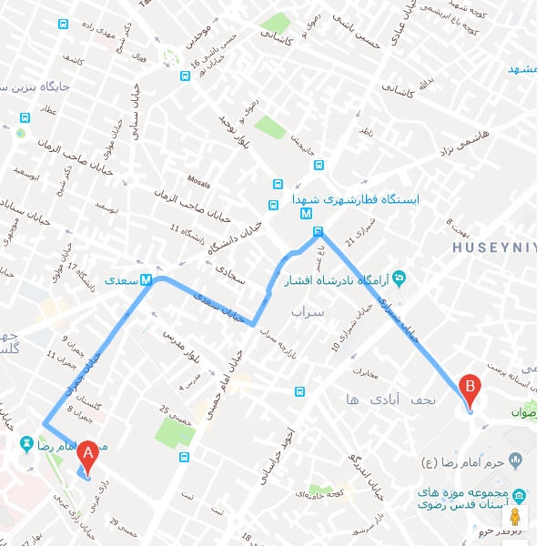 نقشه هتل جم مشهد