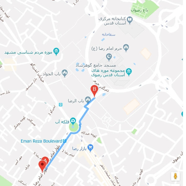 نقشه هتل جواهر شرق مشهد