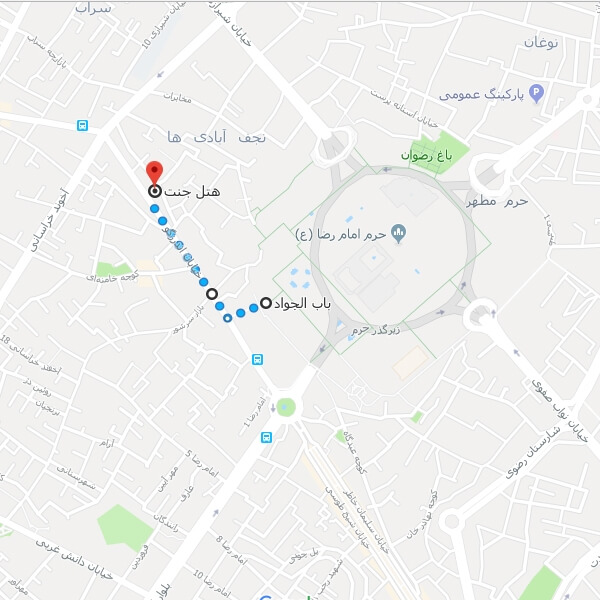 نقشه هتل جنت مشهد