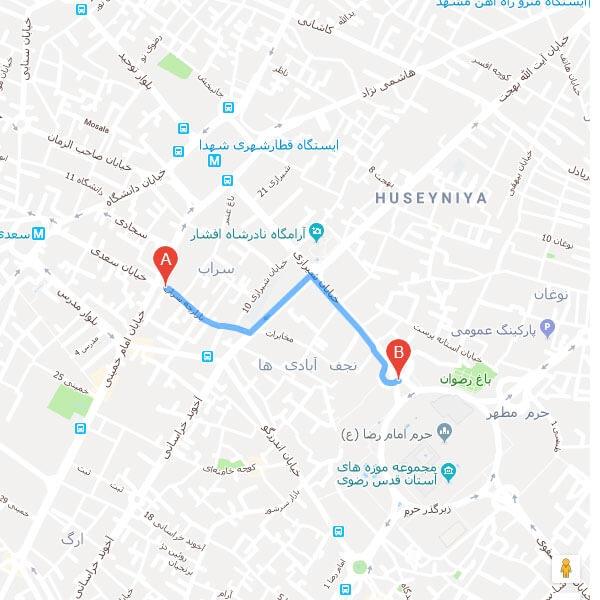 نقشه هتل کاج مشهد