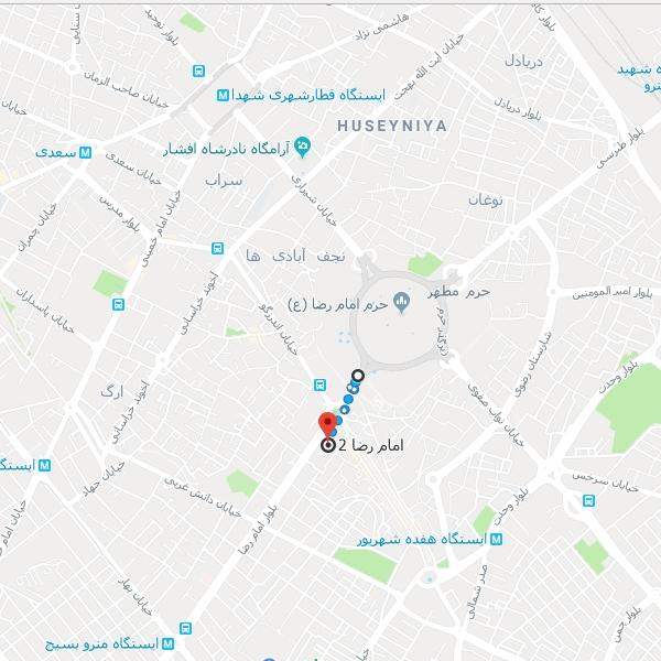 نقشه هتل کیهان مشهد