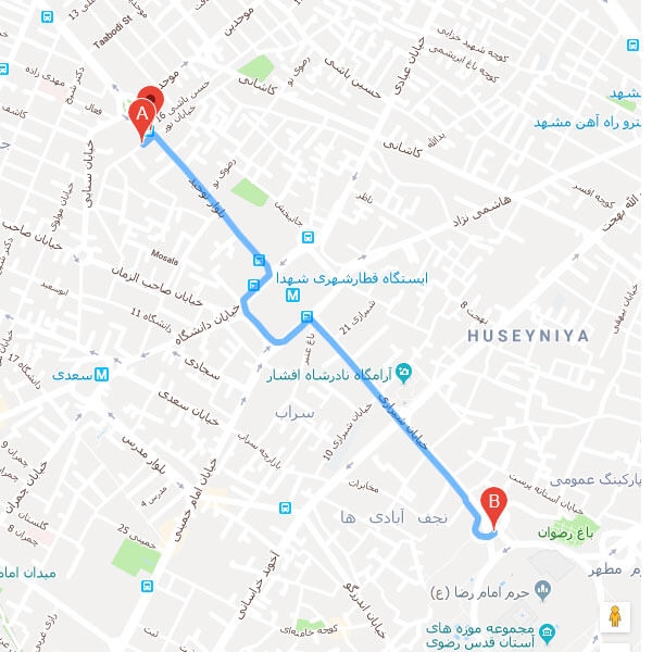 تصویر نقشه هتل خانه سبز مشهد