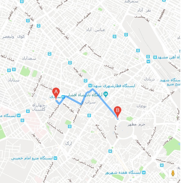 نقشه هتل خورشید مشهد