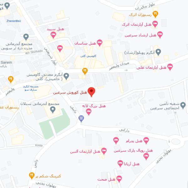 نقشه هتل کوروش سرعین