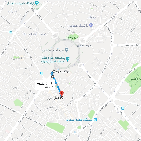 تصویر نقشه هتل کوثر مشهد