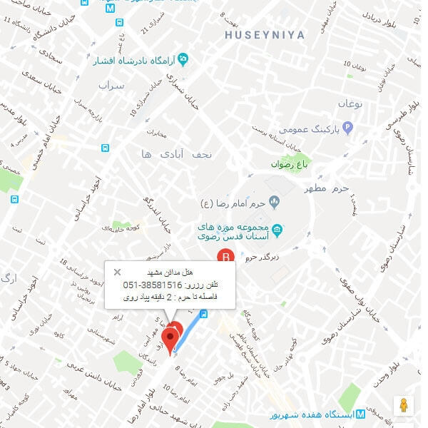 تصویر نقشه هتل مدائن مشهد